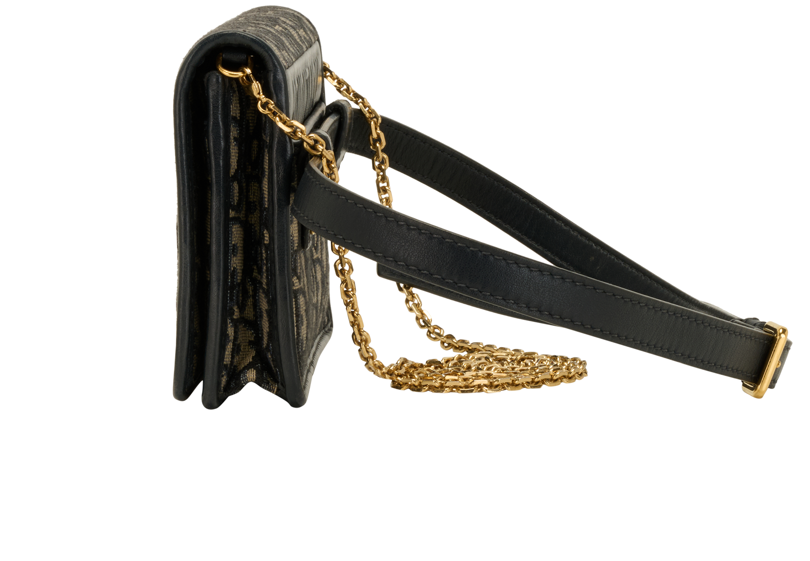 2-In-1 30 Montaigne Pouch, &pound;895, Handbags, Blue, Canvas/Leather, Bottom view